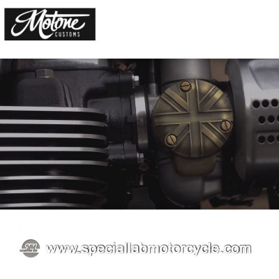 Motone Custom Union Jack Cover Carburatori Triumph Ottone