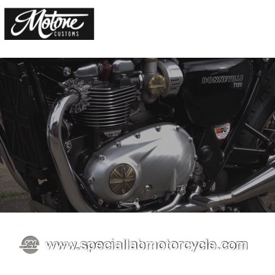 Motone Custom Union Jack Cover Carburatori Triumph Ottone