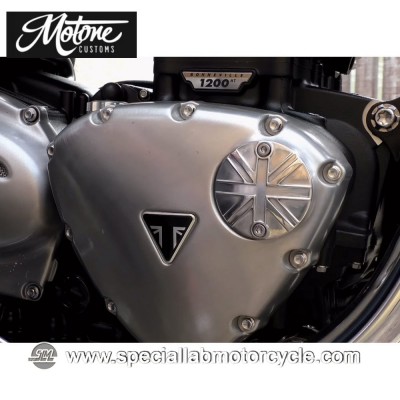 Motone Custom Cover Points Union Jack Triumph Chrome