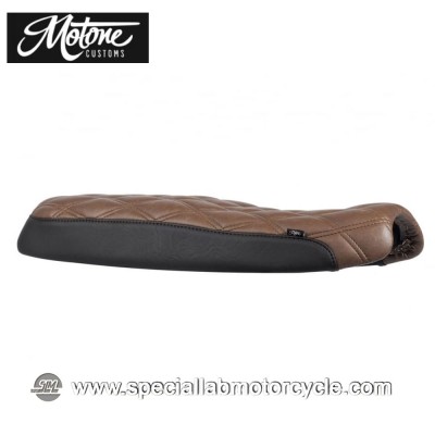 Motone Custom Sella Bonneville Dual Seat Diamond Stitch Black/Brown Triumph