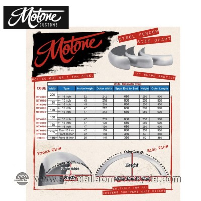 Motone Custom Parafango Posteriore in Acciaio Laminato Cafè Racer Style 135mm