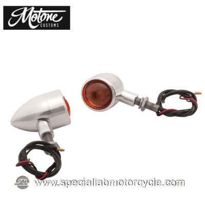 Kit Frecce Cafe Racer Alogene Motone Custom Bullet Style Alluminio Spazzolato